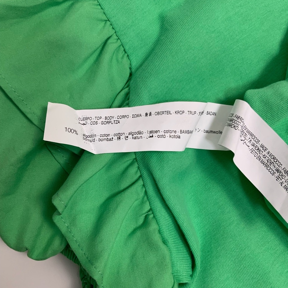 Zara Green Ruffled Sleeve Tee - Picture 8 of 10